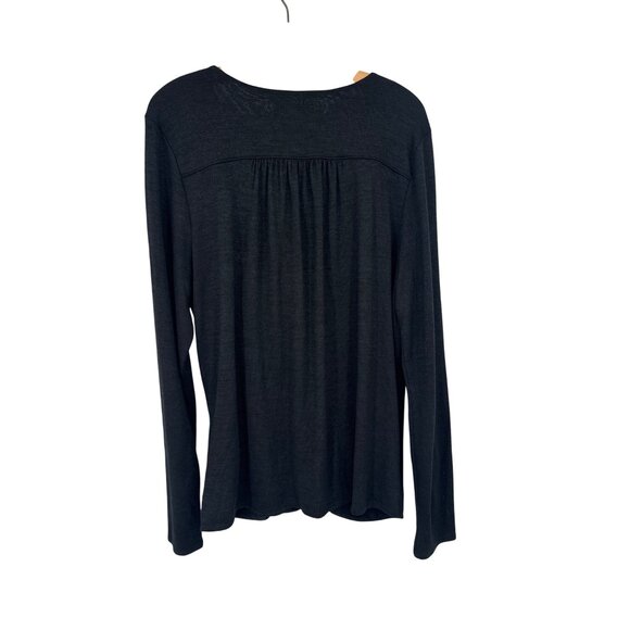 Banana Republic Womens size XL Black Long Sleeve Draped Front Top shirt knit - Picture 3 of 5